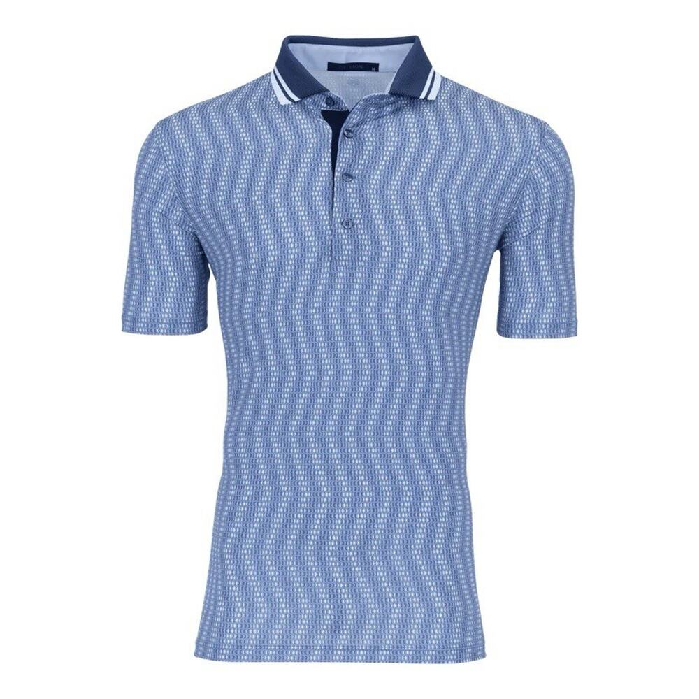 $118 Greyson Golf As The Waves Glow Polo Shirt Blue Stretch NWT NEW XL 🤩 WOW